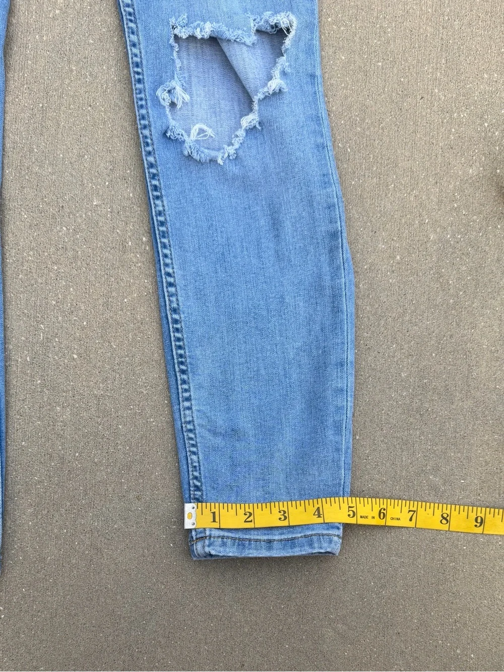 Free People Light Blue Wash Distressed High Rise Skinny Jeans 28 Coastal Boho